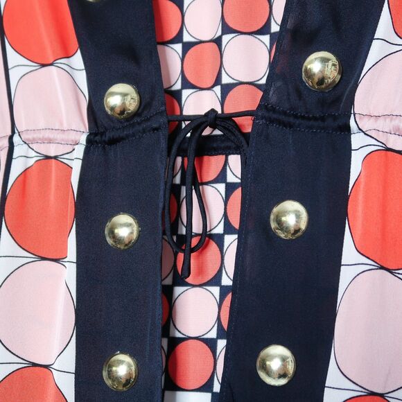 MICHAEL Michael Kors Womens‎ Kimono S/M Blue Pink Peach Geometric 70s Nautical - Picture 7 of 7
